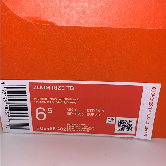 NIB Nike Zoom Rize TB Midnight Navy/White/Black - Picture 9 of 9